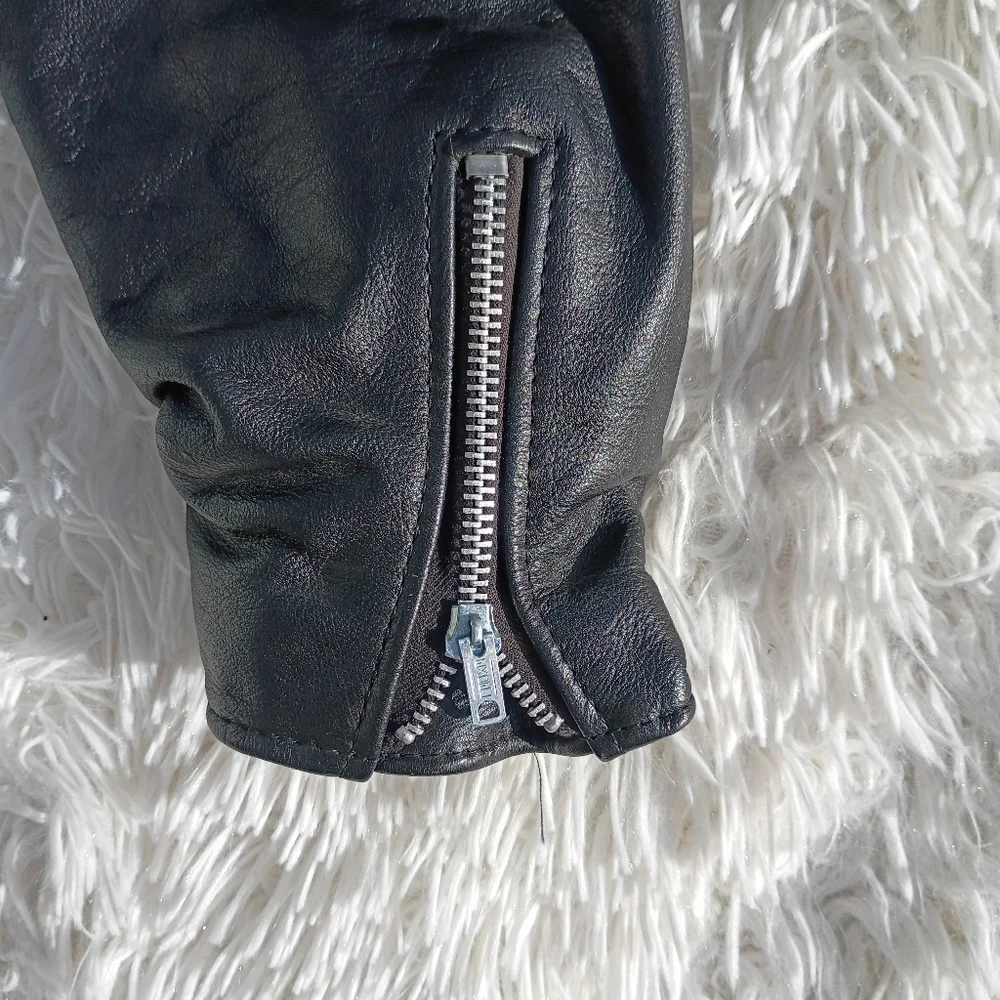 Steer Brand Black Leather Moto Jacket Belted Zip Front Size 14‎ USA - Picture 5 of 15